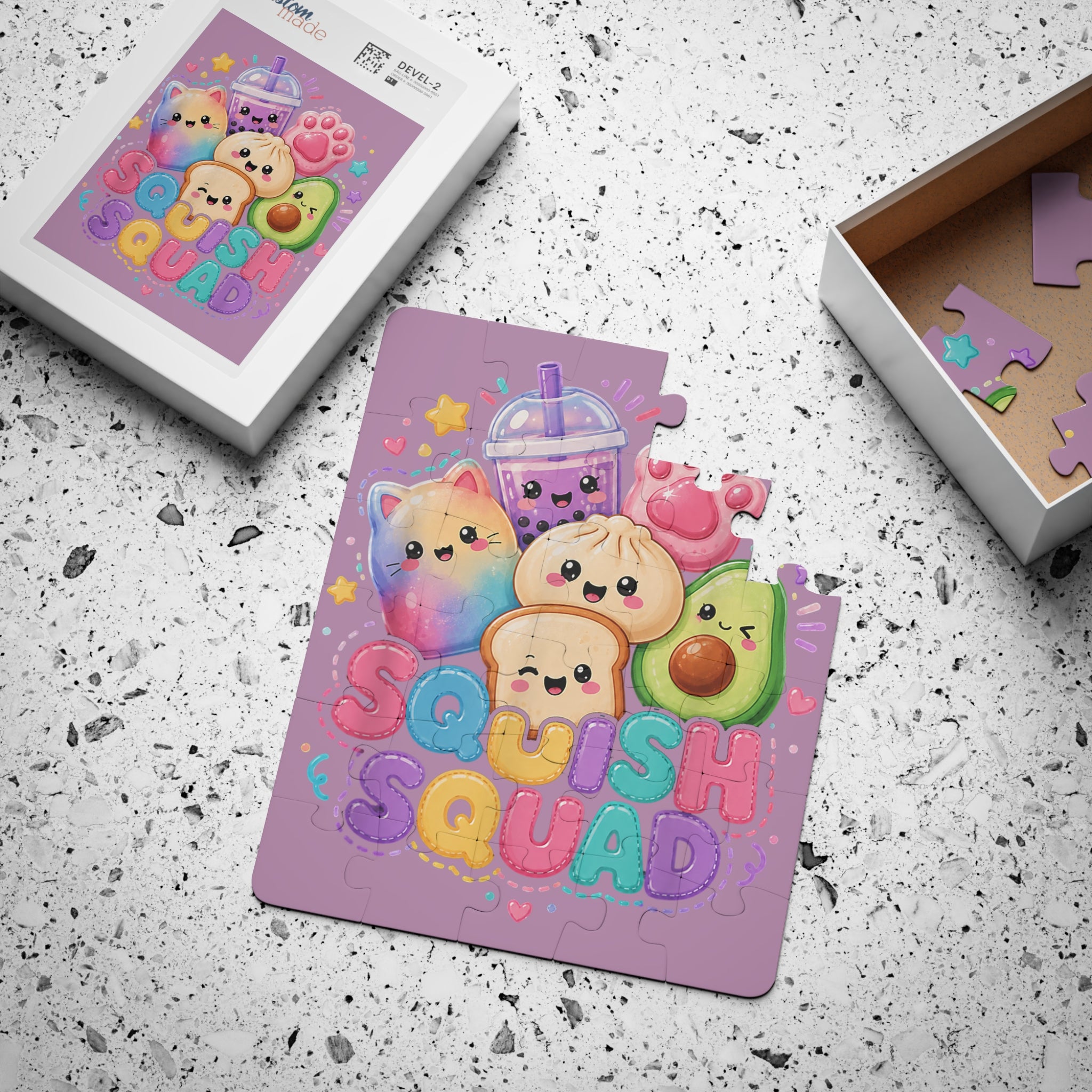 Kids Puzzle — 'Squish Squad' 30-Piece Cute Kawaii Animal & Snack Jigsaw