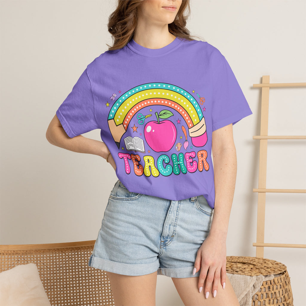 Teacher Rainbow Apple T-Shirt — Cute Back-to-School Gift for Educators