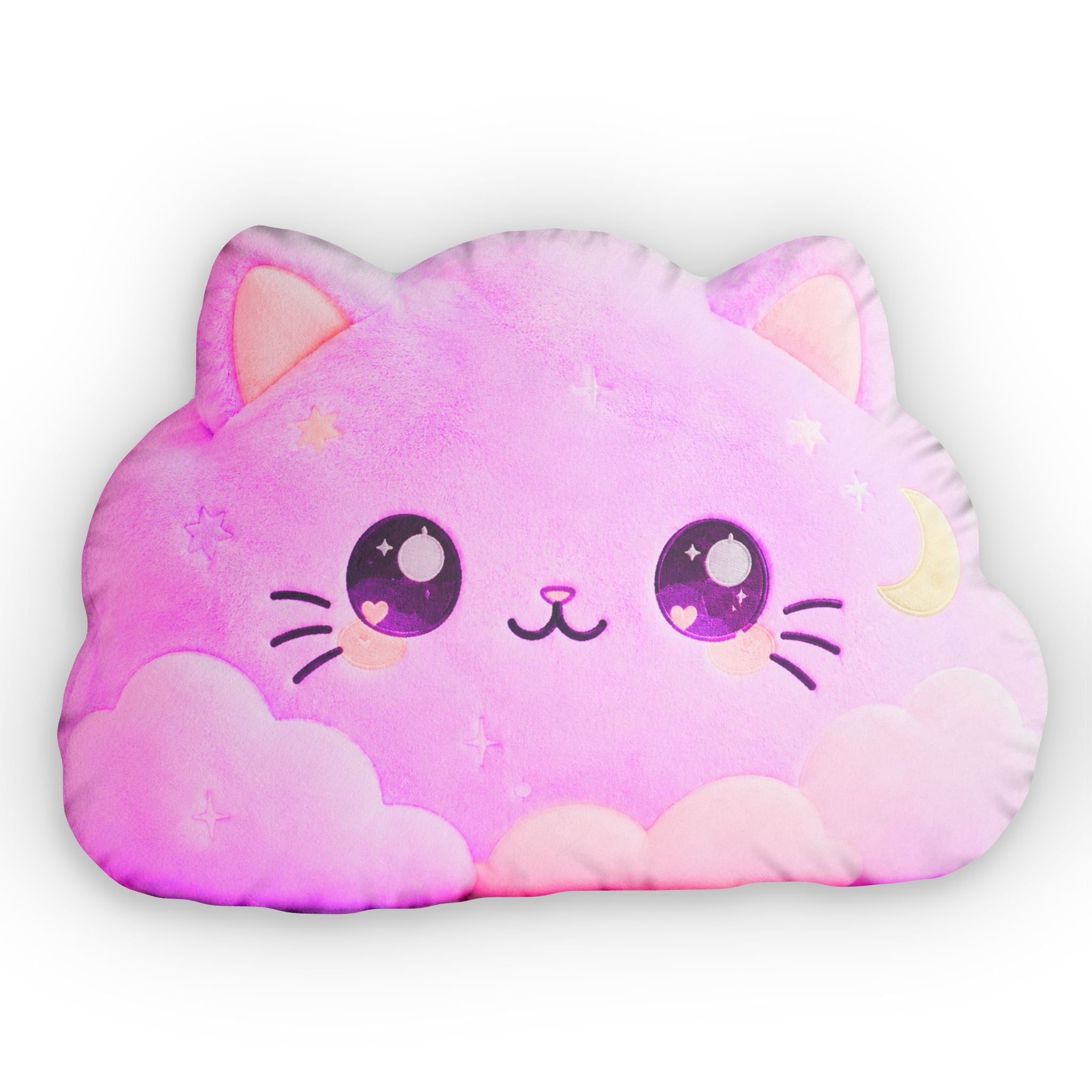 Kawaii Pink Cat Cloud Pillow — Cute Custom Shaped Throw Pillow