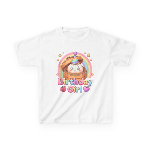 Birthday Girl Kids Tee — Cute Rainbow Pancake Party Shirt