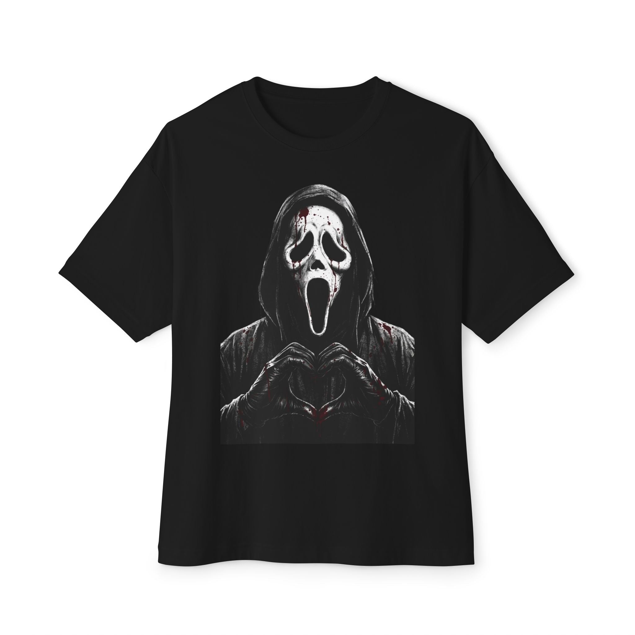 Scream Mask Heart Tee - Horror Graphic Oversized T-Shirt