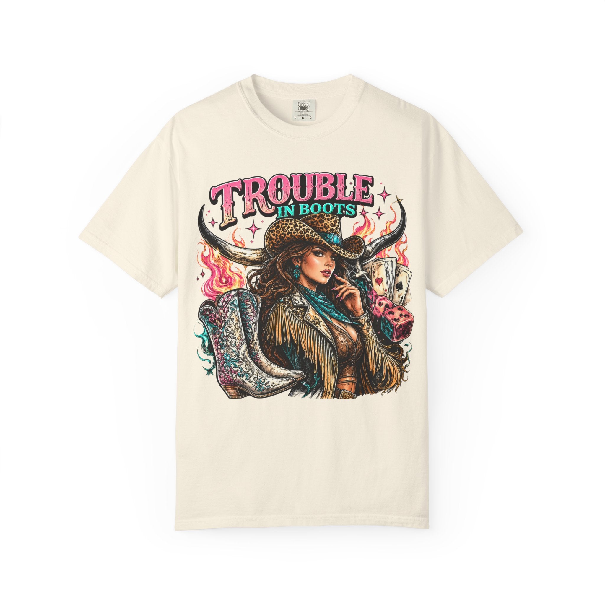 Trouble in Boots Cowboy Graphic T-Shirt