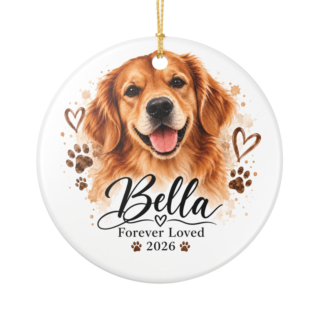 Personalized Pet Memorial Ornament - "Bella Forever Loved 2026" Ceramic Dog Keepsake