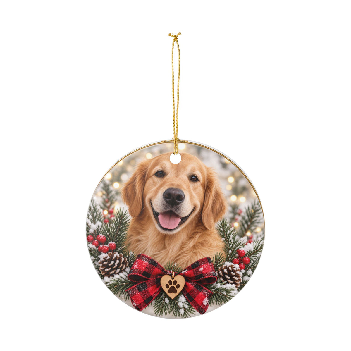 Golden Retriever Christmas Ceramic Ornament
