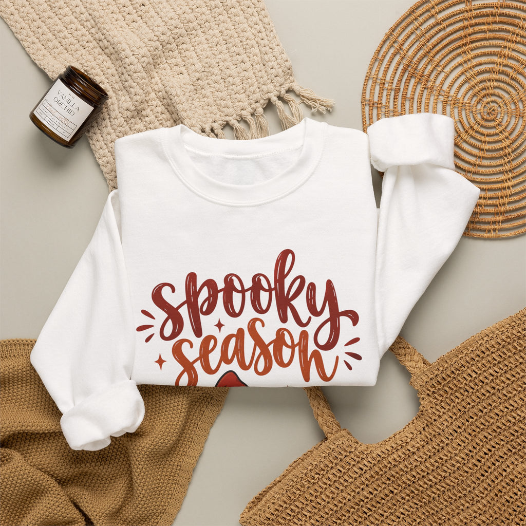 Spooky Season Sweatshirt – Cute Ghost & Pumpkin Halloween Crewneck