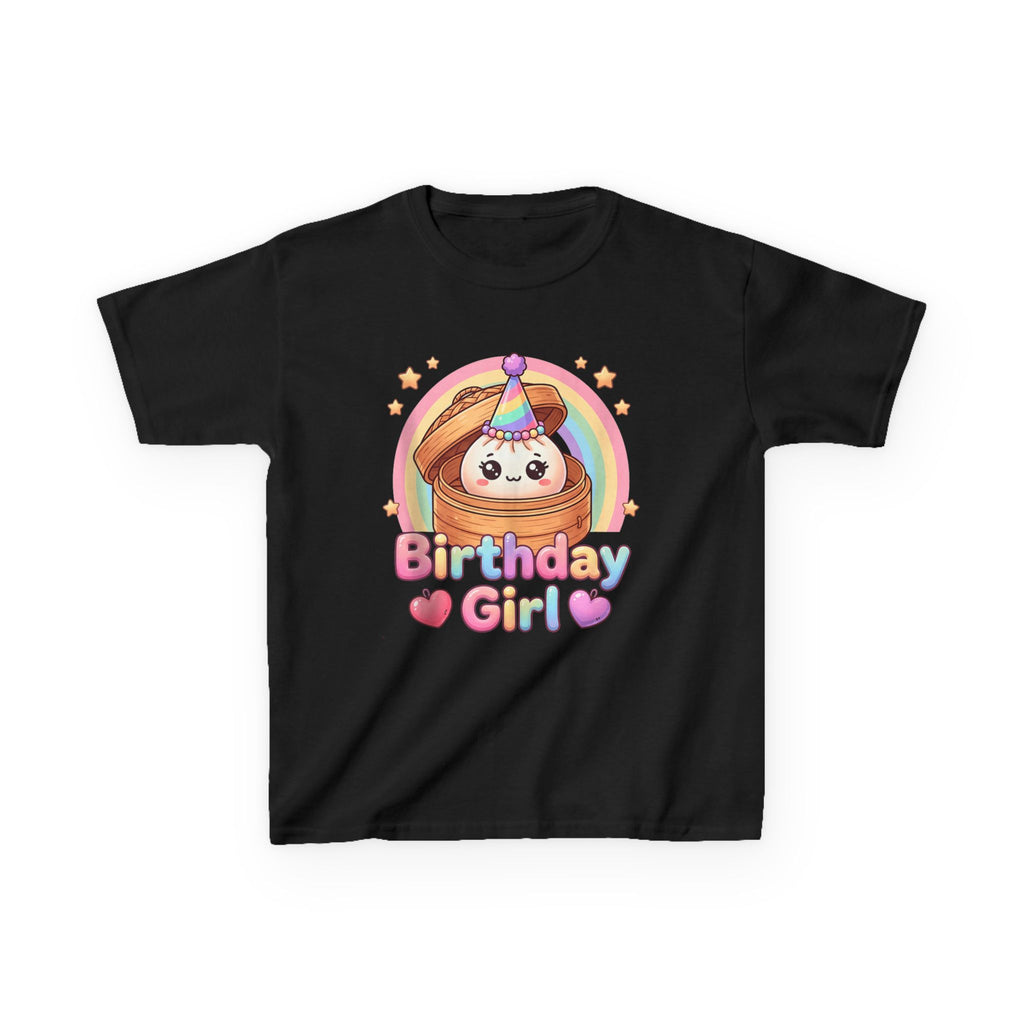 Birthday Girl Kids Tee — Cute Rainbow Pancake Party Shirt