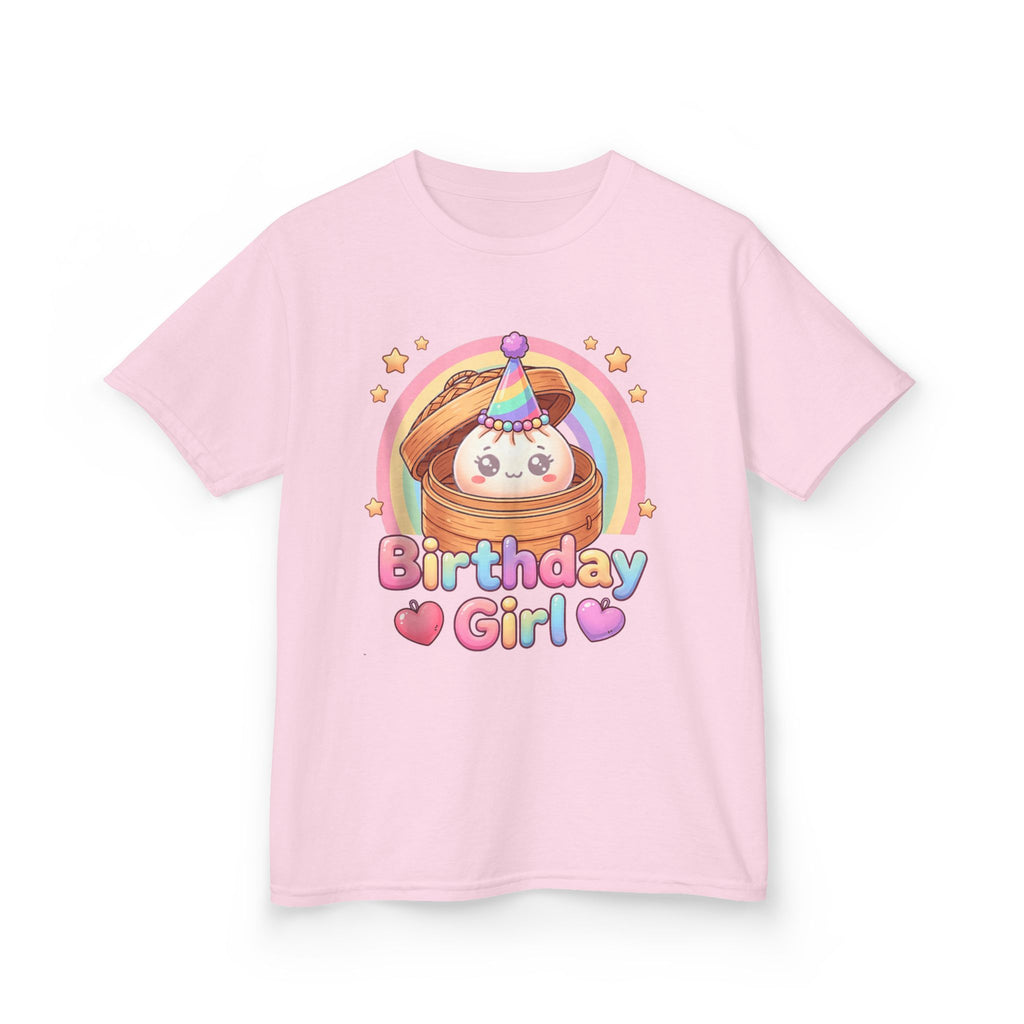 Birthday Girl Kids Tee — Cute Rainbow Pancake Party Shirt