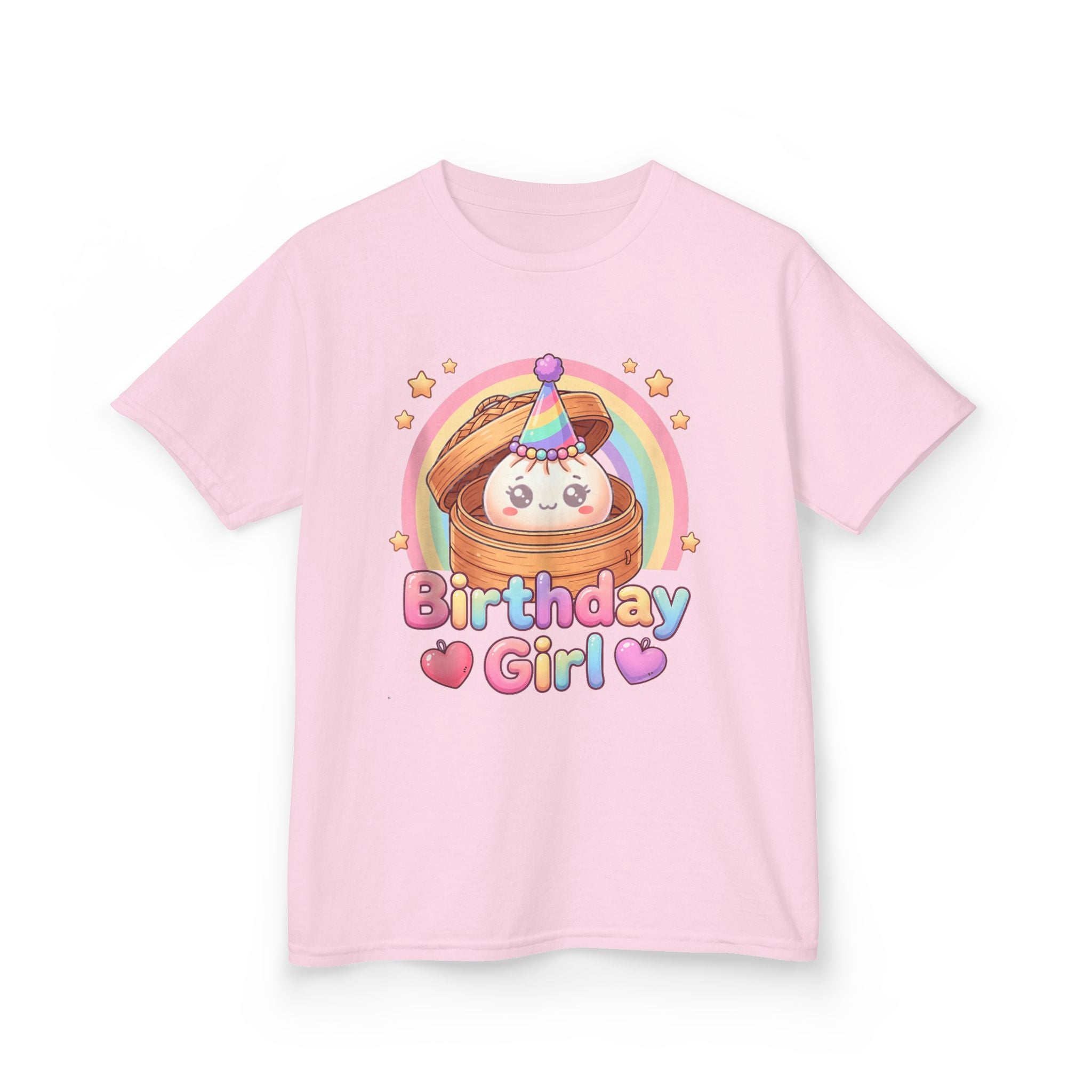 Birthday Girl Kids Tee — Cute Rainbow Pancake Party Shirt