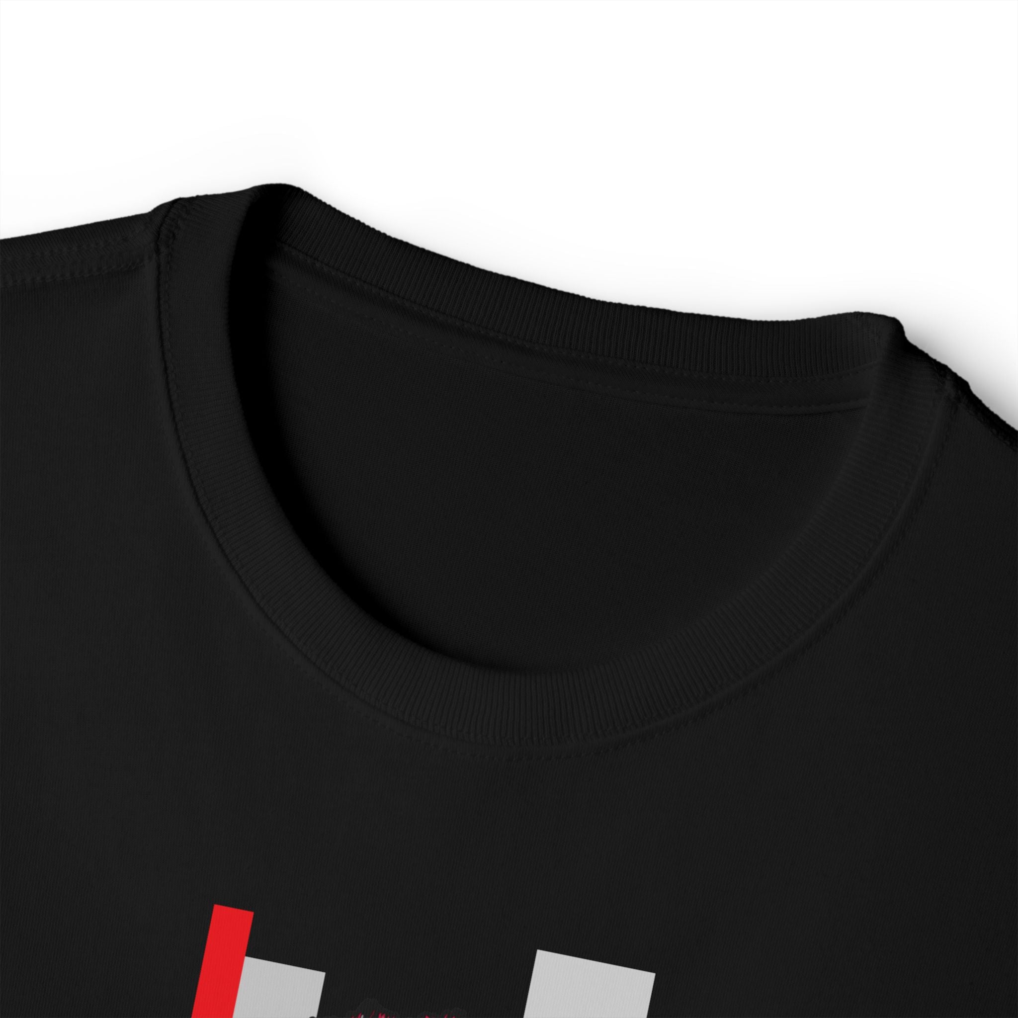 Graphic Tee — Red & Gray Portrait Face Design