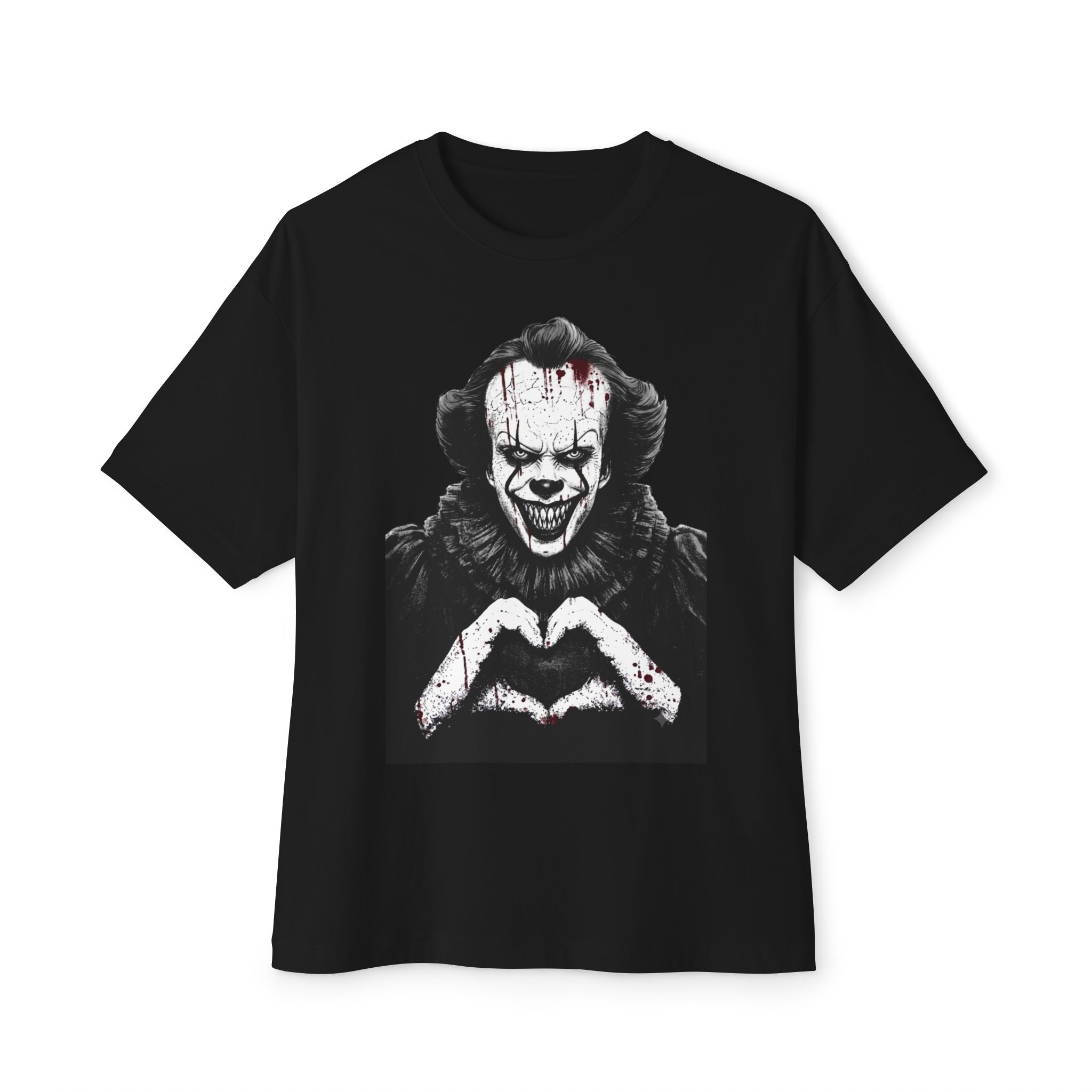 Horror Clown T-Shirt — Creepy Pennywise Heart Pose Graphic Tee