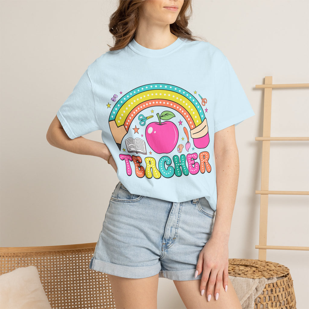 Teacher Rainbow Apple T-Shirt — Cute Back-to-School Gift for Educators