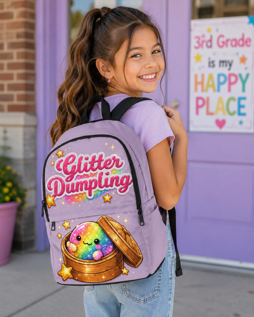 Glitter Dumpling Backpack — Cute Rainbow Kawaii School Bag