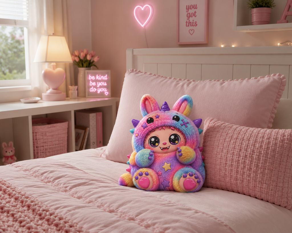 Unicorn Monster Pillow — Rainbow Kawaii Plush-Shaped Cushion