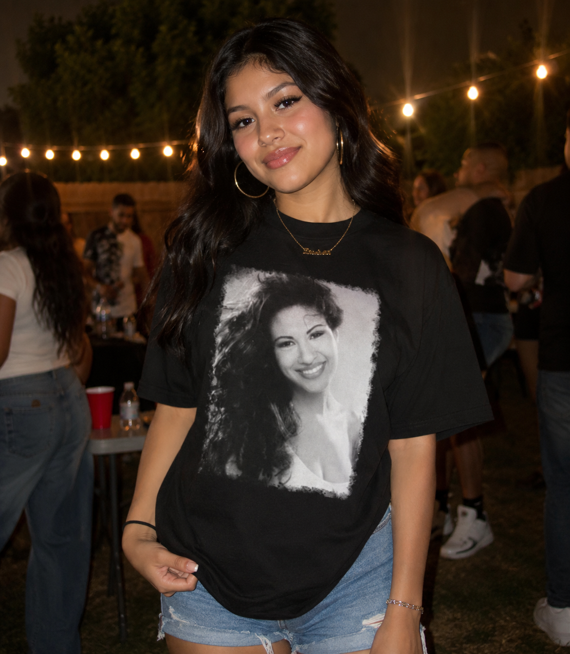 Selena — Vintage Black & White Portrait Graphic T-Shirt