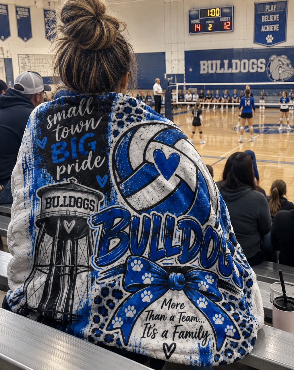 Small Town, BIG Pride Bulldogs Volleyball Mom Blanket