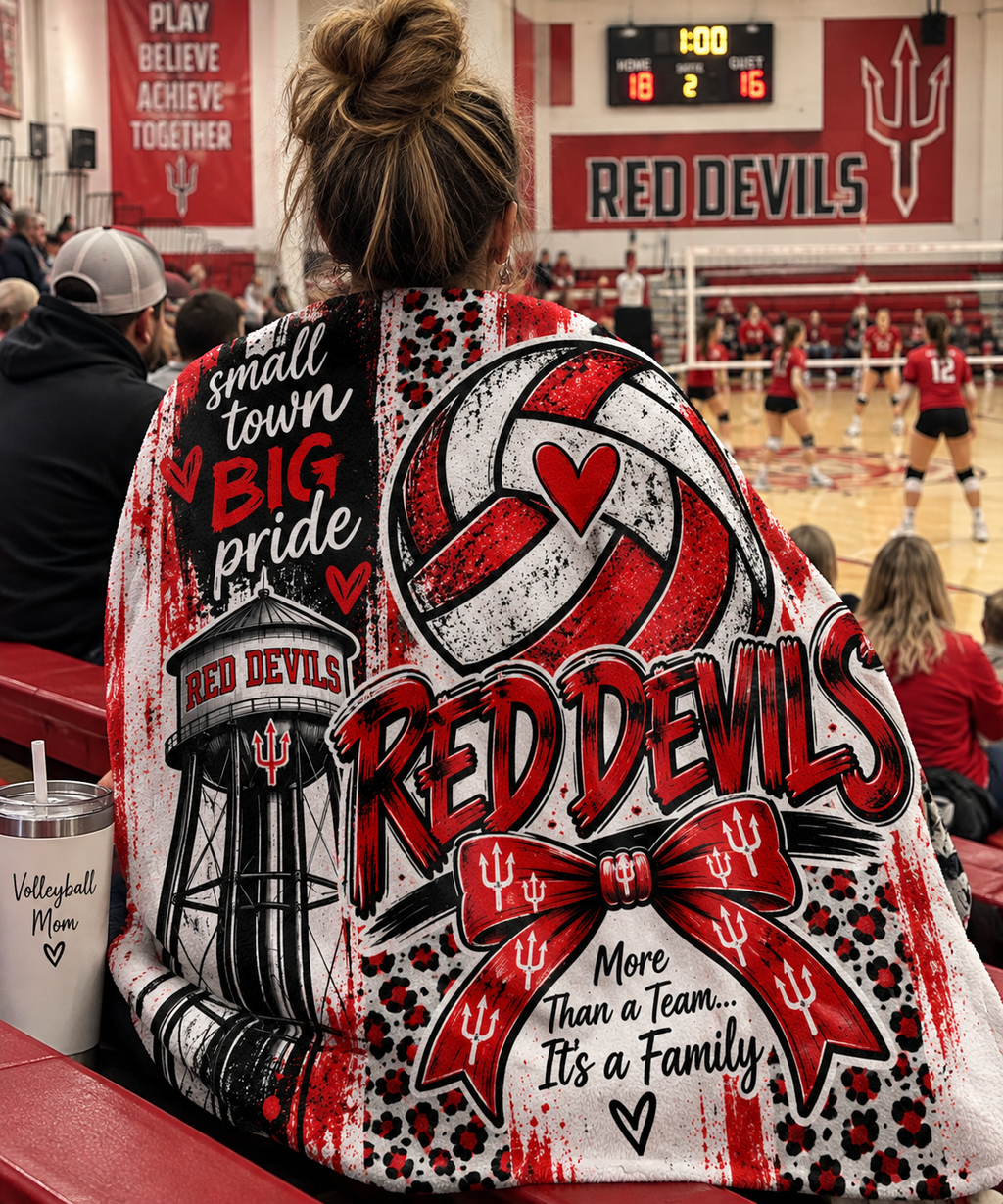 Red Devils Volleyball Mom Blanket