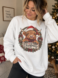 Christmas Highland Cow Crewneck Sweatshirt