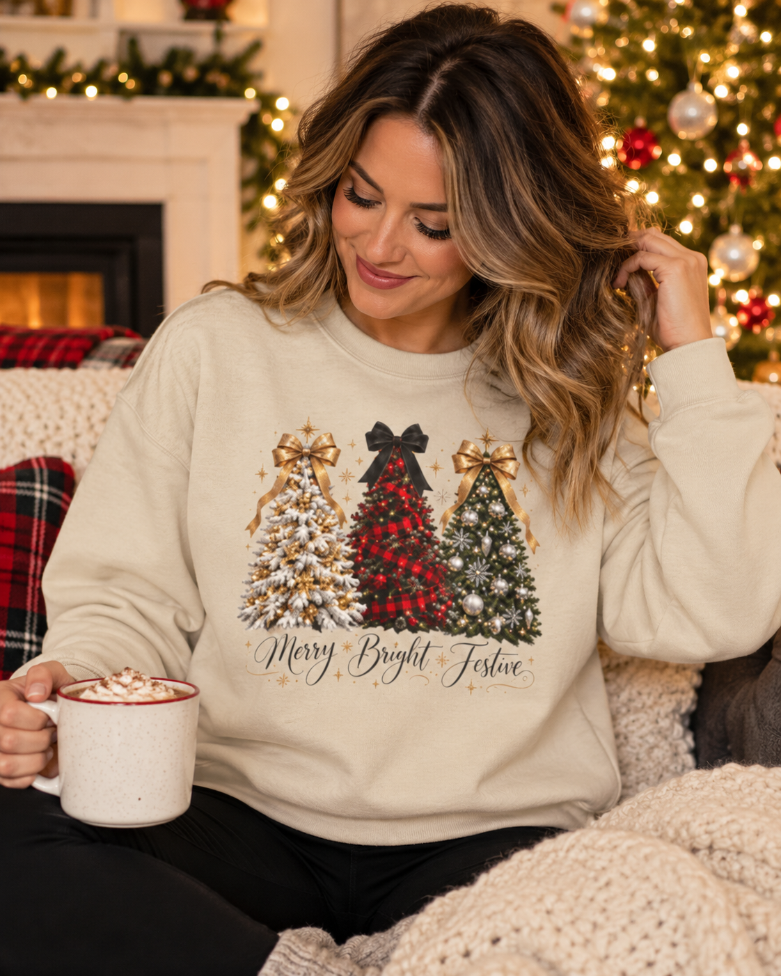 Merry Bright Fa La La Christmas Tree Sweatshirt
