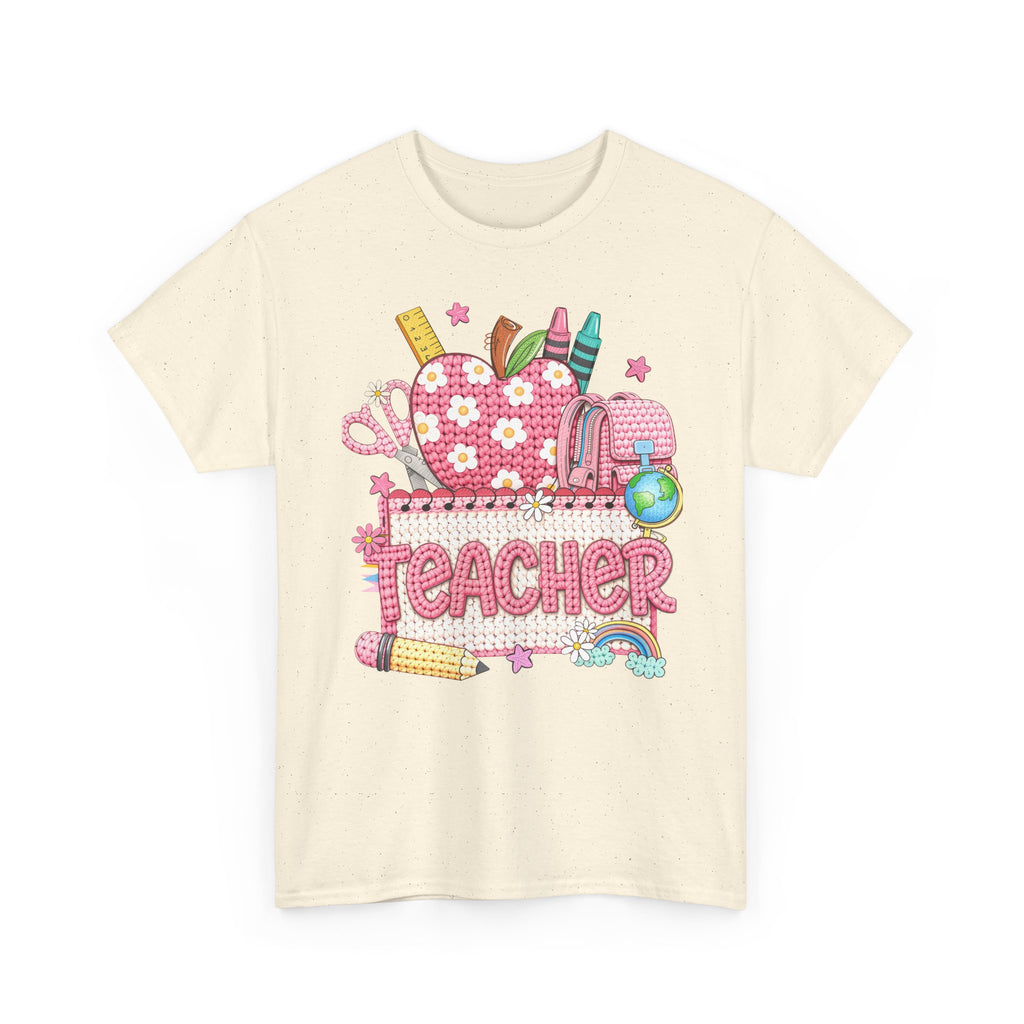 Teacher Graphic Tee – Cute School Supplies Apple Design