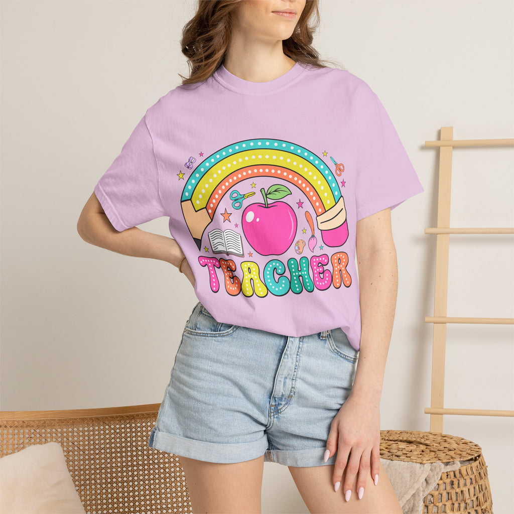 Teacher Rainbow Apple T-Shirt — Cute Back-to-School Gift for Educators