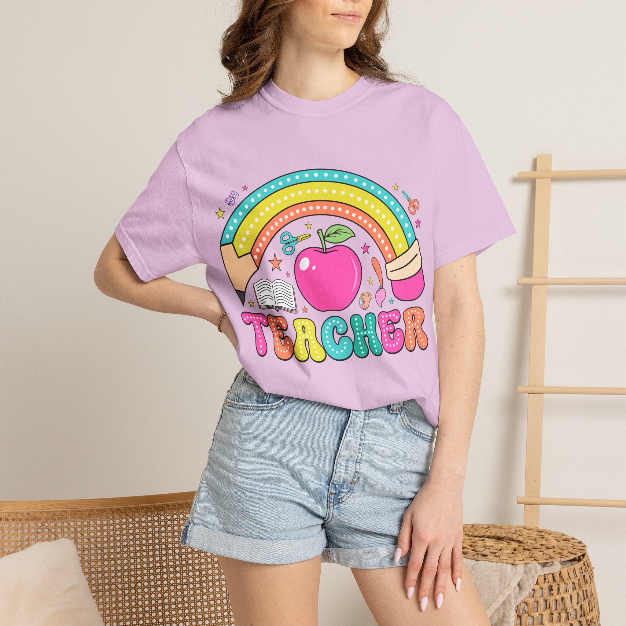 Teacher Rainbow Apple T-Shirt — Cute Back-to-School Gift for Educators