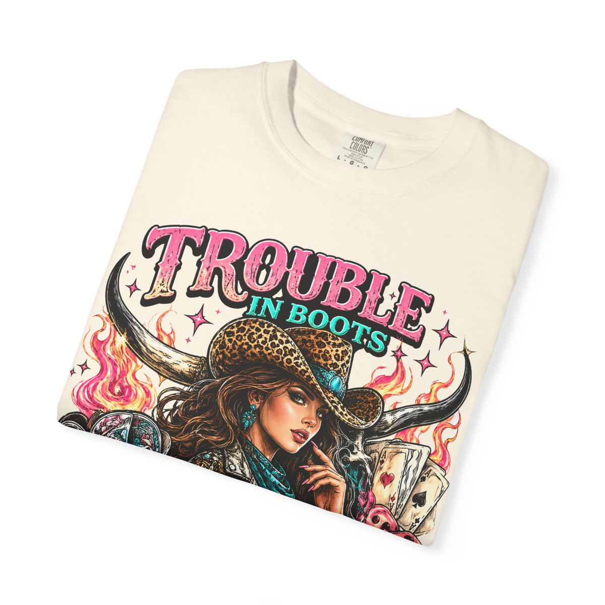 Trouble in Boots Cowboy Graphic T-Shirt