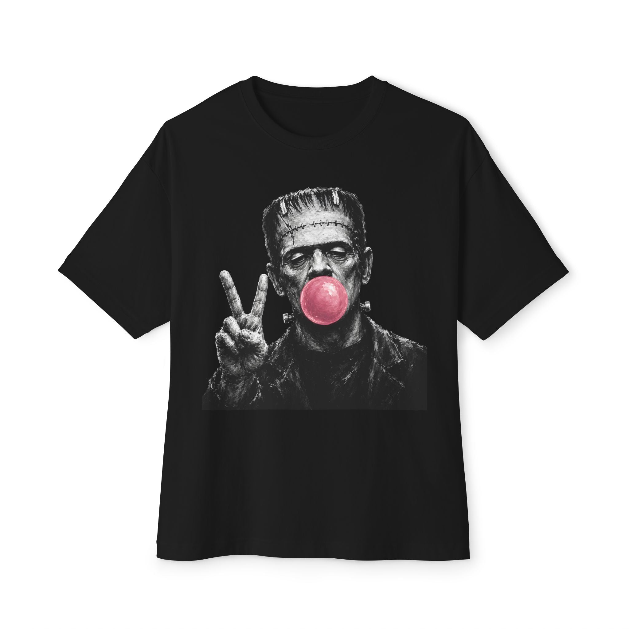 Frankenstein Bubblegum Tee - Retro Monster Peace Graphic T-Shirt