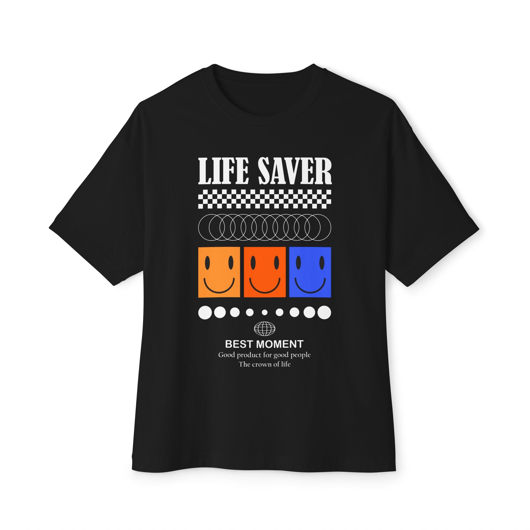 Life Saver Graphic Tee — Best Moment Smiley Face Oversized T‑Shirt
