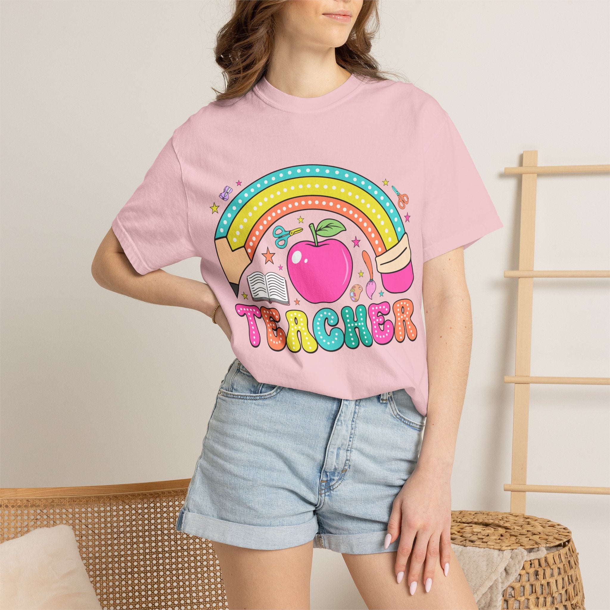 Teacher Rainbow Apple T-Shirt — Cute Back-to-School Gift for Educators
