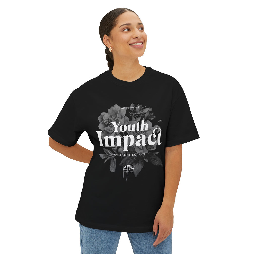 Youth Impact Floral Tee — Vintage Monochrome Graphic T‑Shirt