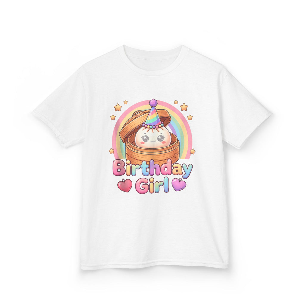 Birthday Girl Kids Tee — Cute Rainbow Pancake Party Shirt