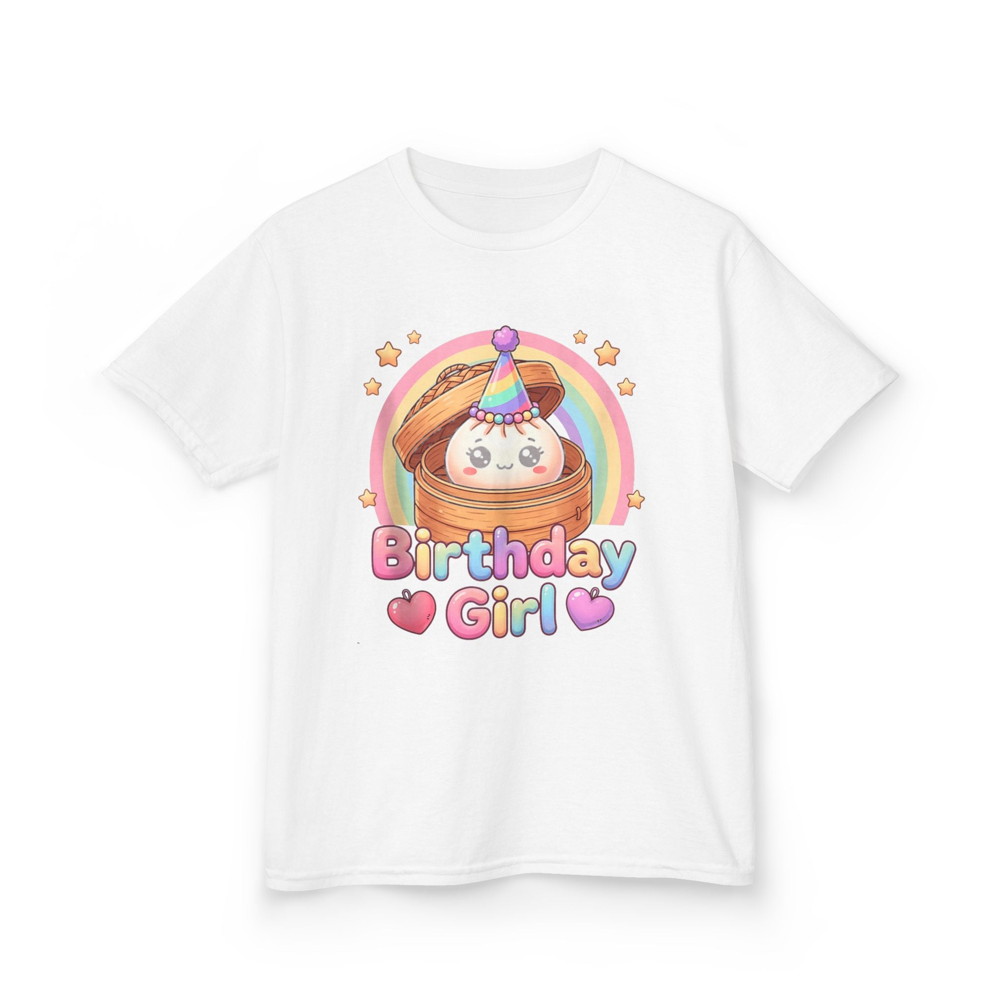 Birthday Girl Kids Tee — Cute Rainbow Pancake Party Shirt