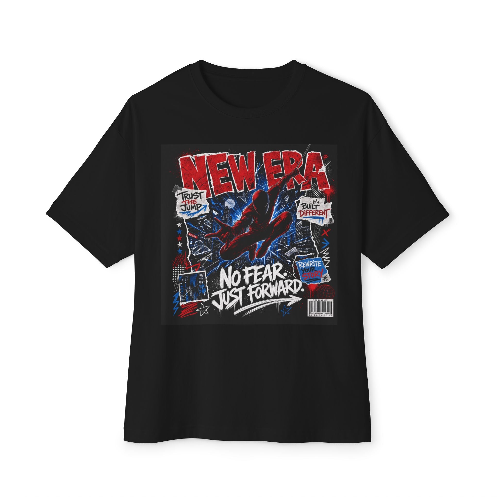 New Era Graphic Tee — “No Fear, Just Forward” Oversized Boxy T-Shirt