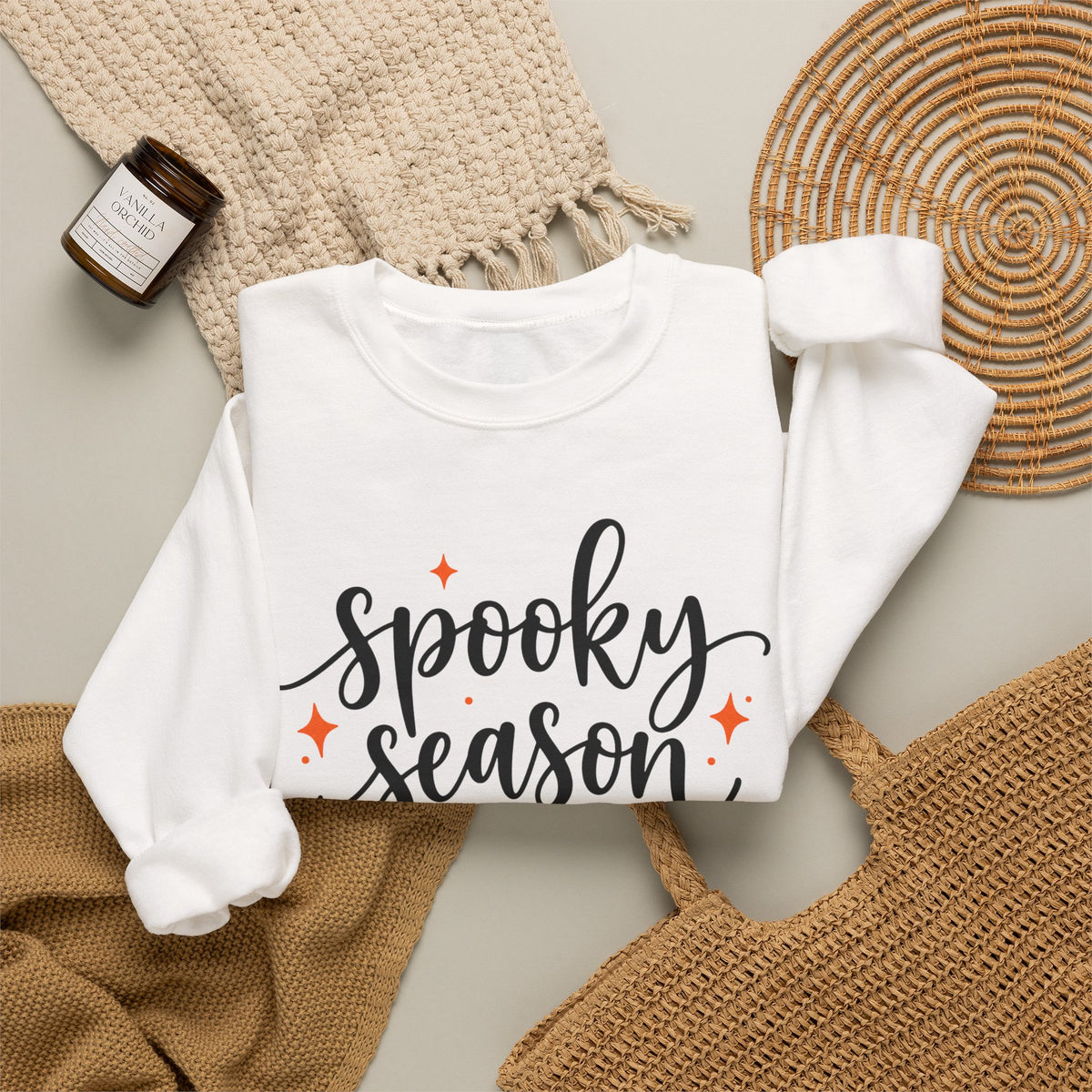 Spooky Season Crewneck Sweatshirt — Cute Ghost Halloween Pullover