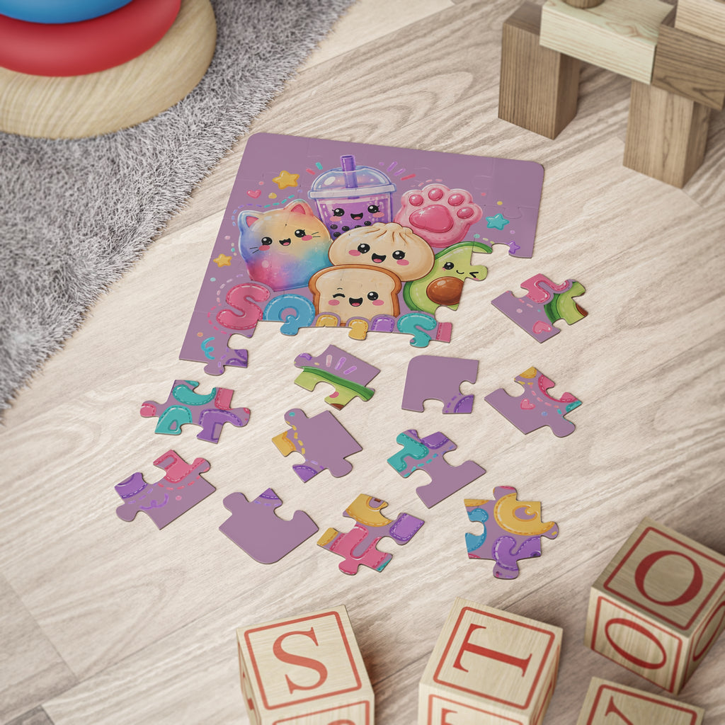 Kids Puzzle — 'Squish Squad' 30-Piece Cute Kawaii Animal & Snack Jigsaw