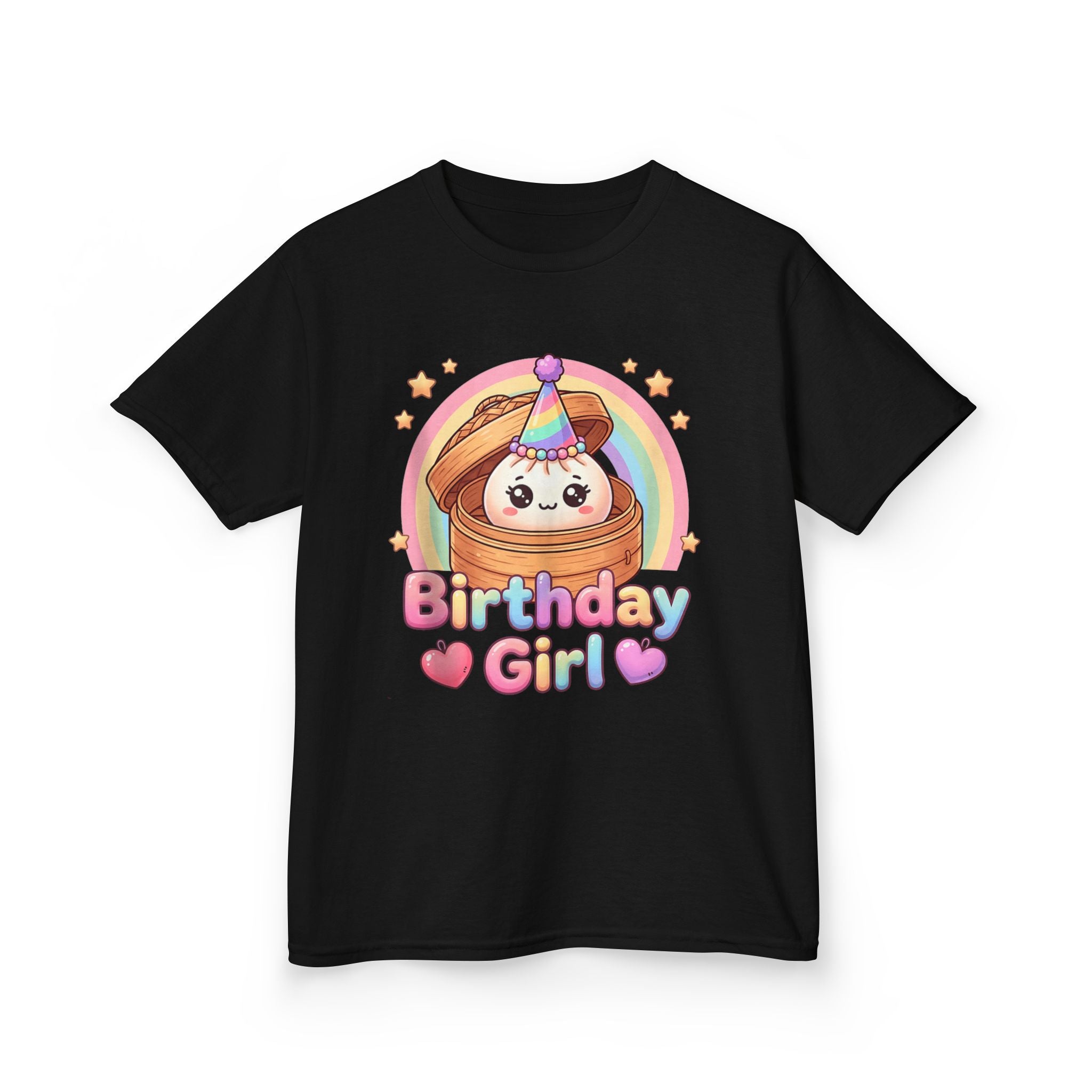 Birthday Girl Kids Tee — Cute Rainbow Pancake Party Shirt