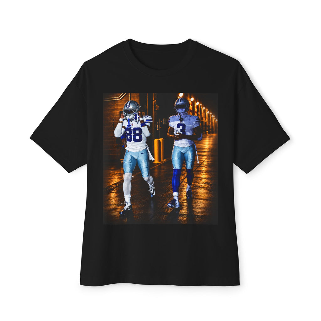 Football Night Photo Tee — Two Players Walking Graphic T-Shirt