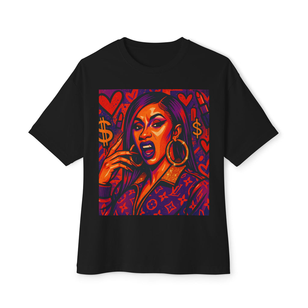 Bold Pop Art Diva T‑Shirt — Luxe Money & Hearts Graphic Tee