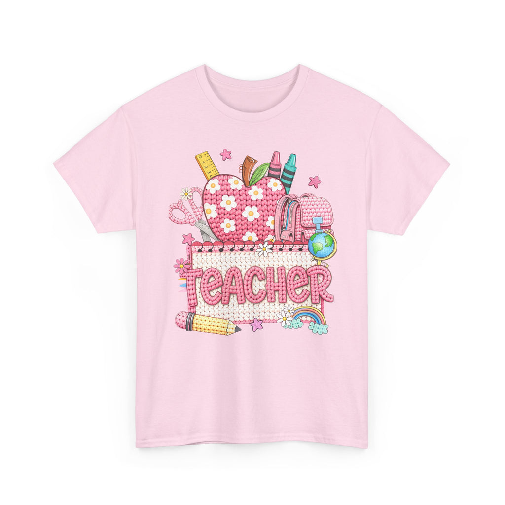Teacher Graphic Tee – Cute School Supplies Apple Design
