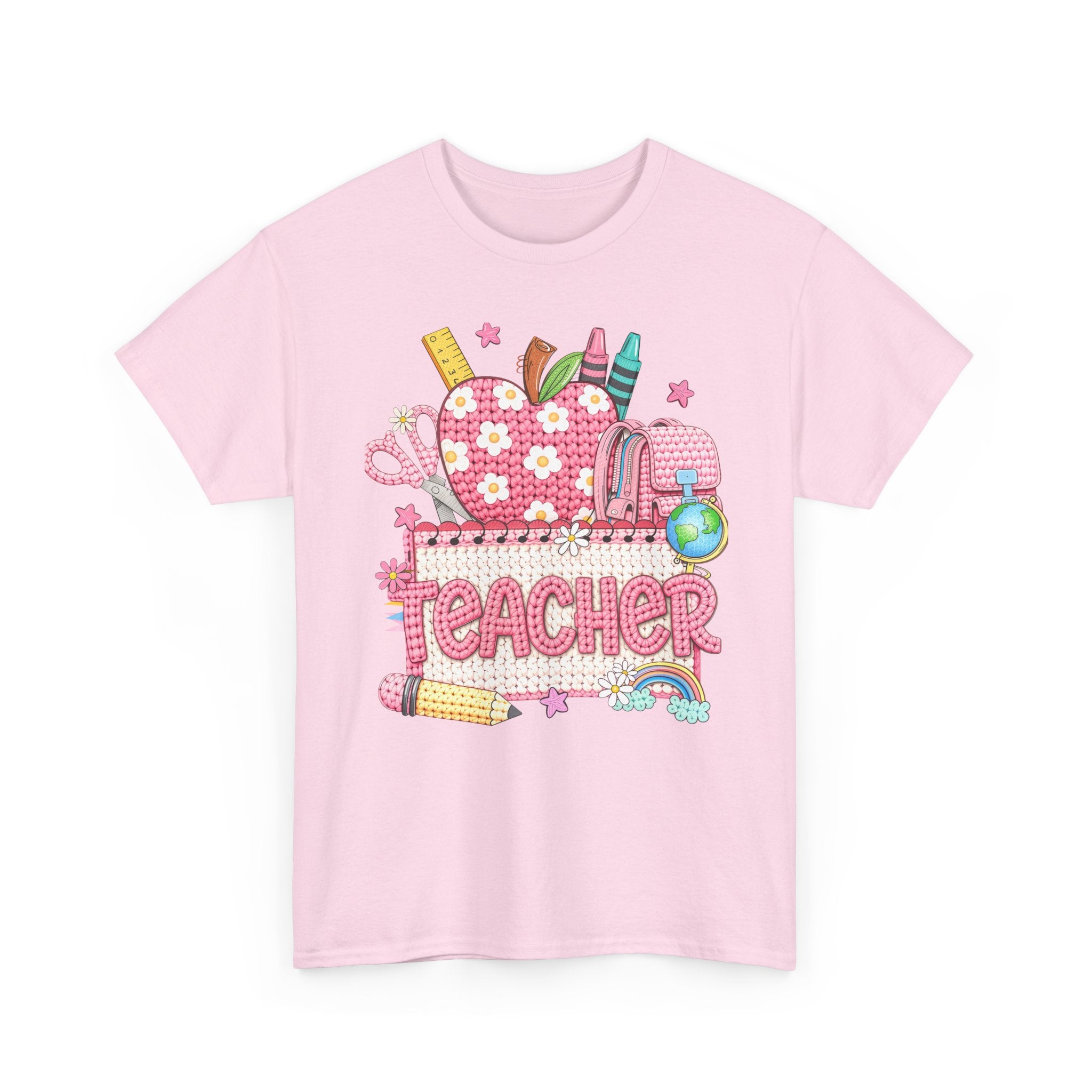 Teacher Graphic Tee – Cute School Supplies Apple Design
