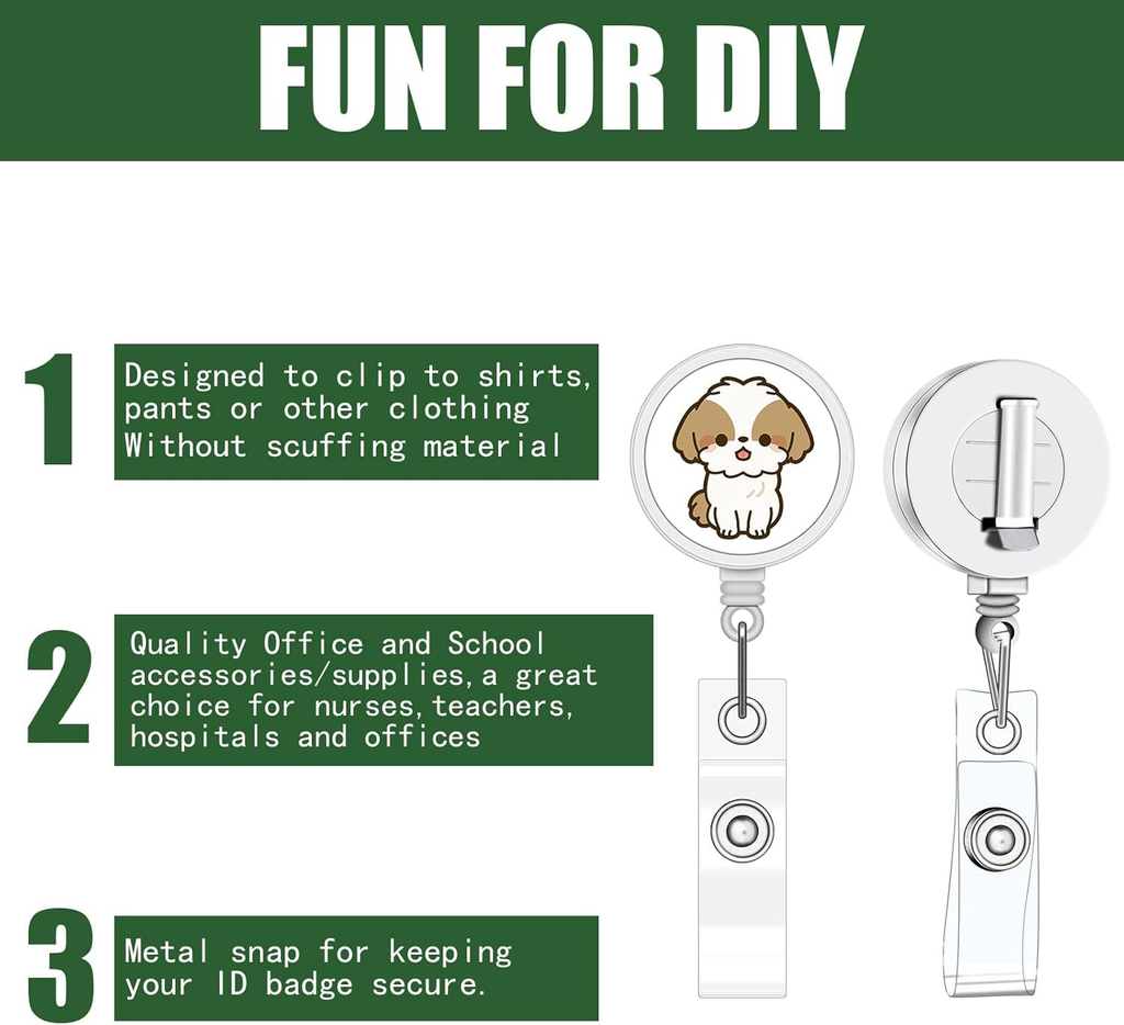 30 Pcs Sublimation Badge Reels Blank，Diy Badge Reel Kit Sublimation Id Badge Bla