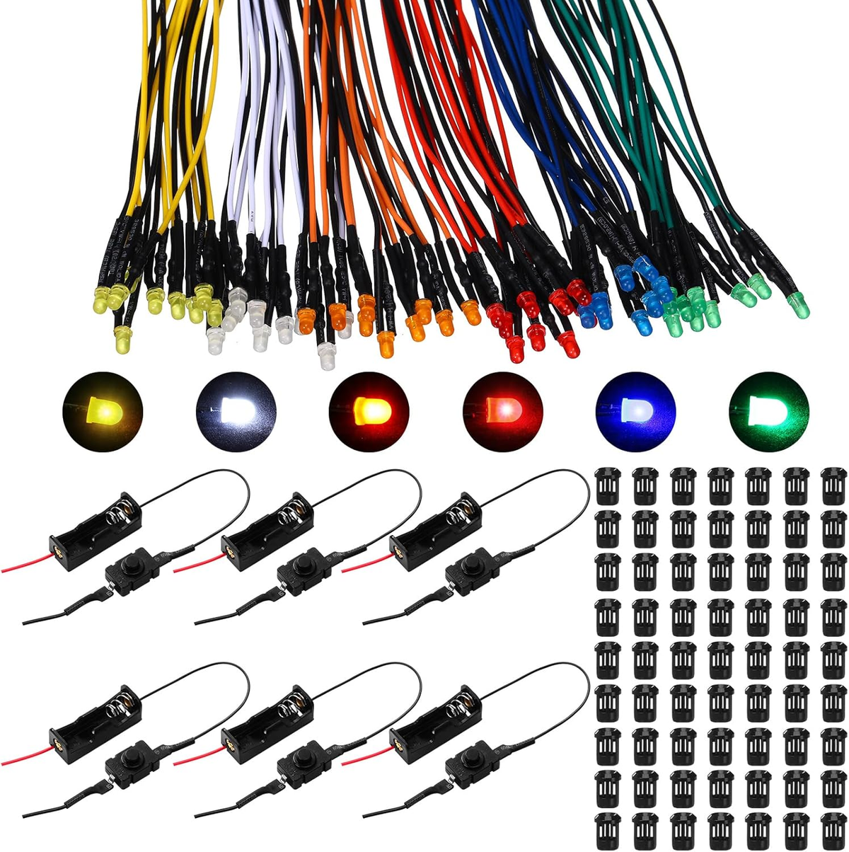 126 Pcs 12V LED Lights Kit, 60 Pre Wired LED Light Emitting Diodes 60 Plastic La