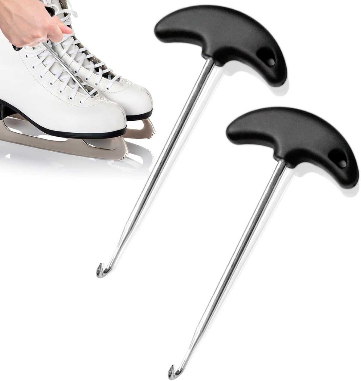 2-Pack Skate Lace Tighteners - Ice Hockey Skate Lace Tightener Tool - Stainless