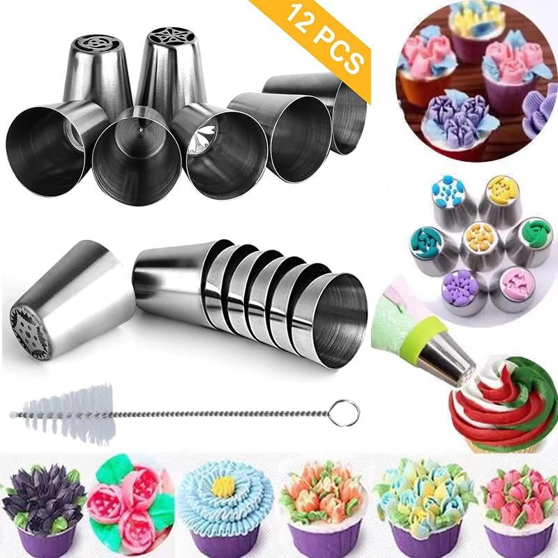 28 Pcs Russian Piping Tips Set, Frosting Nozzle Kit, Baking Supplies for Cookie