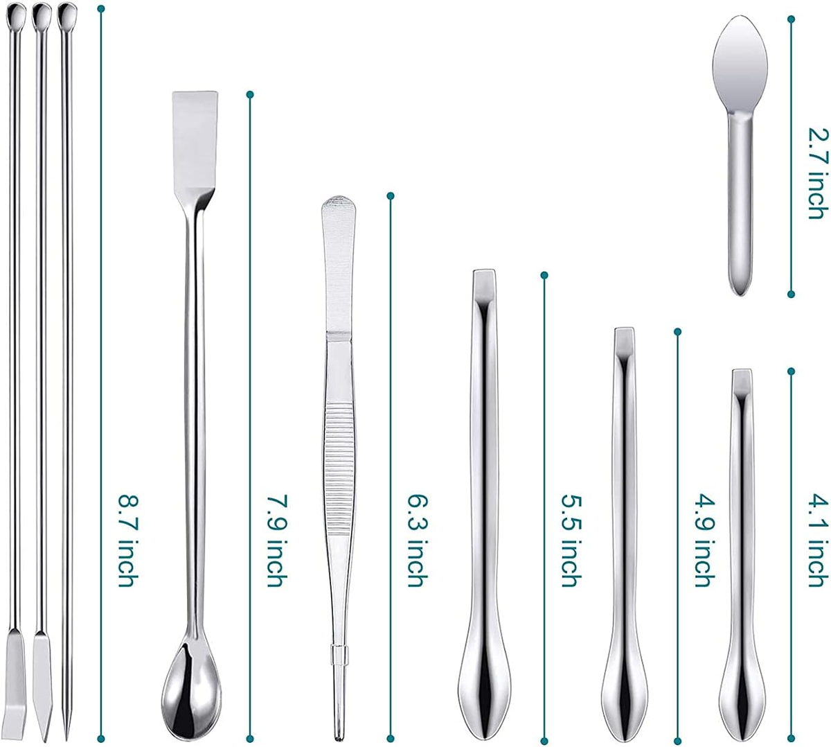 25 Pcs Stainless Steel Lab Spatula Micro Scoop Set Laboratory Tiny Mixing Spatul