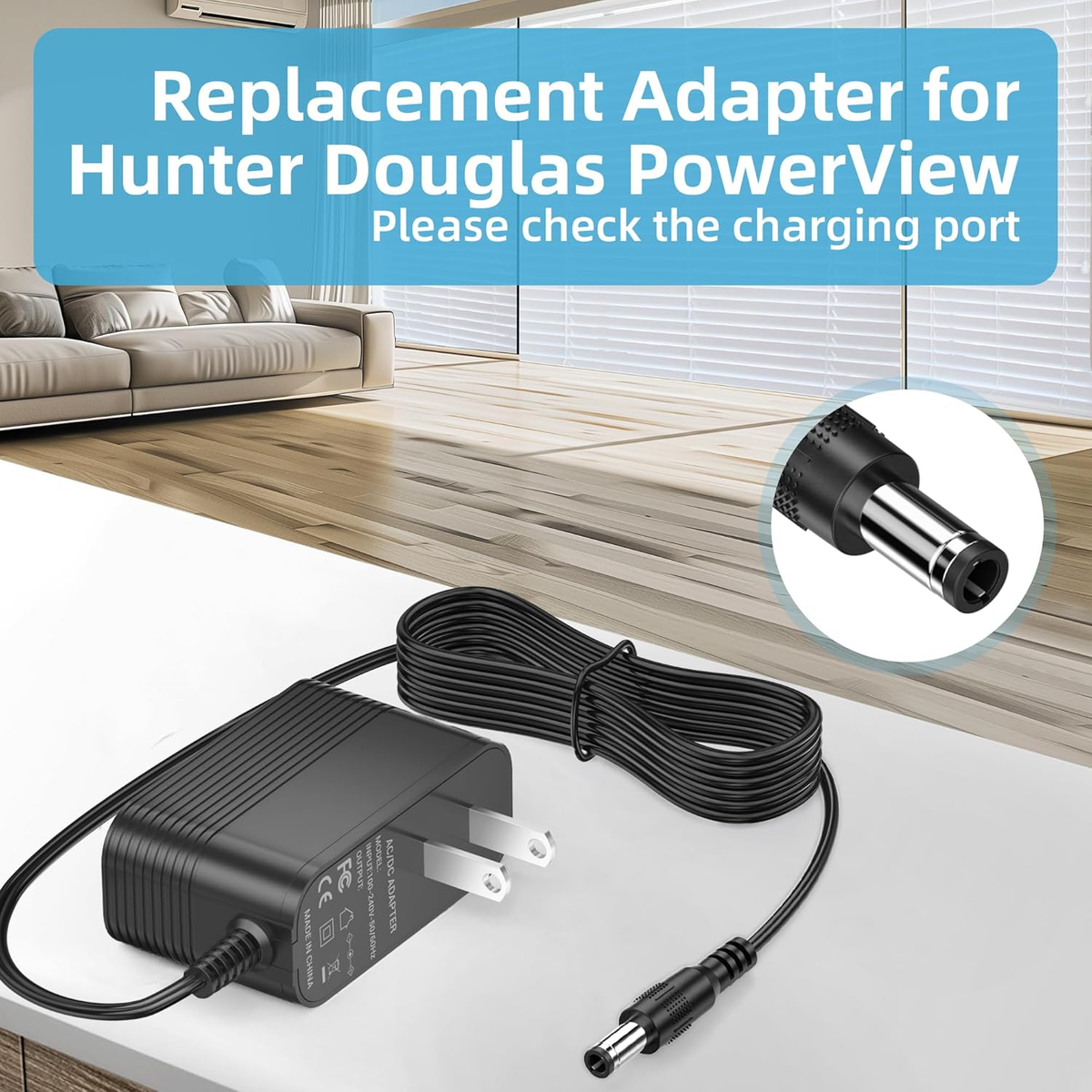 16.8V Charger for Hunter Douglas Battery Wand, Powerview Shades Motorization Con
