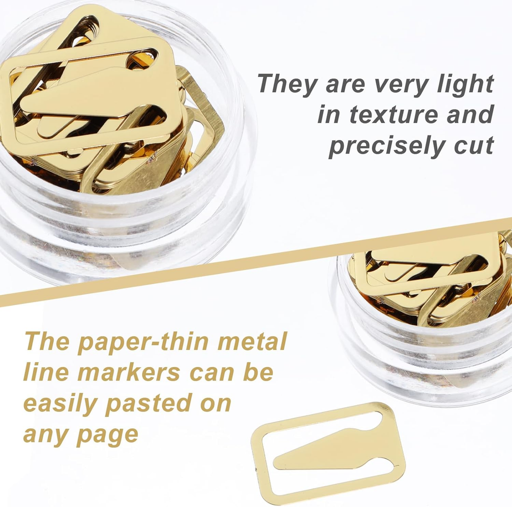 100Pcs Book Line Markers, Gold/Silver Metal Bookmarks Tin Mixed Metals Book Page
