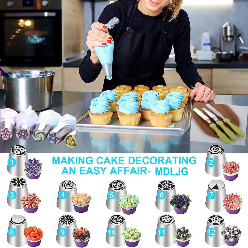 28 Pcs Russian Piping Tips Set, Frosting Nozzle Kit, Baking Supplies for Cookie