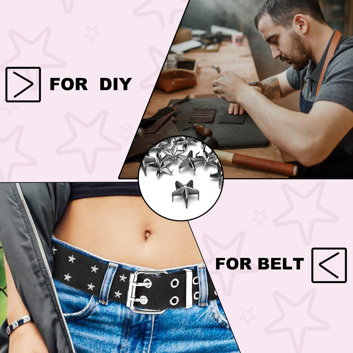 150Pack 10Mm Star Studs for Clothing, Small Star Nailheads Rivets Metal Spike St
