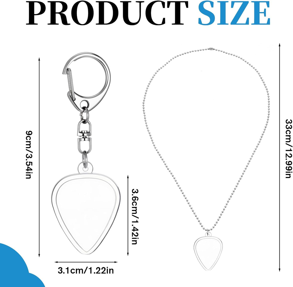2 PCS Guitar Pick Holder, Heart Shaped Clear Picks Storage Box, Keychain and Nec